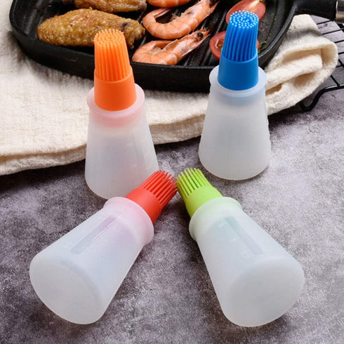 AKOAK 1 Pack Environmentally Friendly Silicone Flat-Bottomed Barbecue Oil Bottle Brush, Pastry Brush, Kitchen Baking and Barbecue Cooking Tools (G...