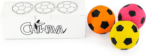 CHIWAVA 3PCS 2.7'' Squeak Latex Dog Toy Football Chew Fetch Throw Ball for Medium Dogs Interactive Play...