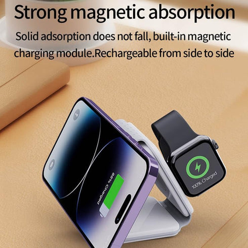 Fast Foldable wireless charger with strong magnet silicone rubber for Android and iOS Smartphones and other iOS devices little Protection bag Incl...