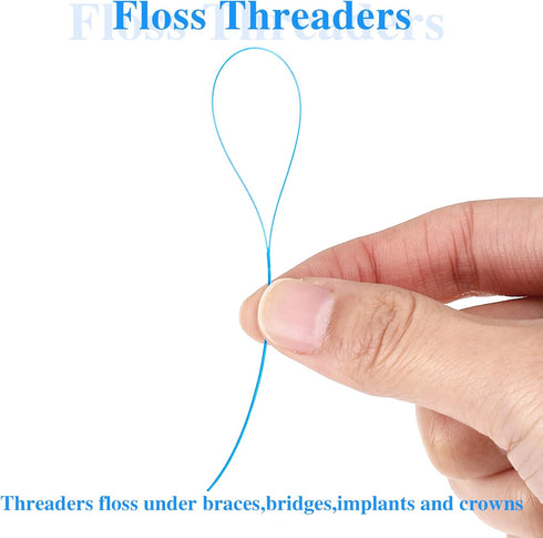 100 PCS Floss Threaders, Deep Clean Dental Floss Threader for Braces, Bridges and Implants Multifunctional Floss Aids, Nylon Loop Design (Pack of ...