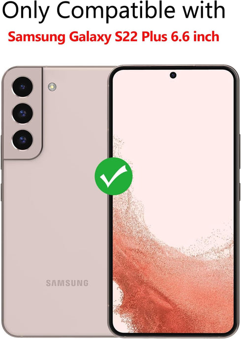 bersem [2+2 Pack Privacy Screen Protector for Samsung Galaxy S22 Plus, 6.6 Inch with Tempered Glass Camera Lens Protector, Anti-Spy Flexible TPU F...