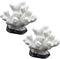 Semetall Sea Coral Sculpture, 2Pcs White Resin Aquarium Ornaments for Fish Tank Decorations...