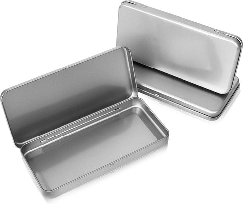 3 Pack Metal Tin Box with Lid, Metal Rectangular Tins With Hinged Lid, Portable Storage Box Containers, for Storage Drawing Pin Candies Jewelry Cr...