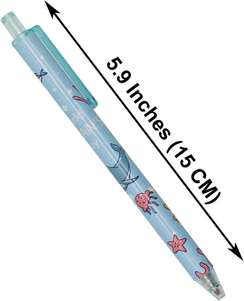 Maydahui 42 PCS Blue Sea Animal Gel Pens Cute Kawaii Pen Retractable Printing Pens Fish Octopus Dolphin Shark Turtle Crab Style Black Ink for Scho...