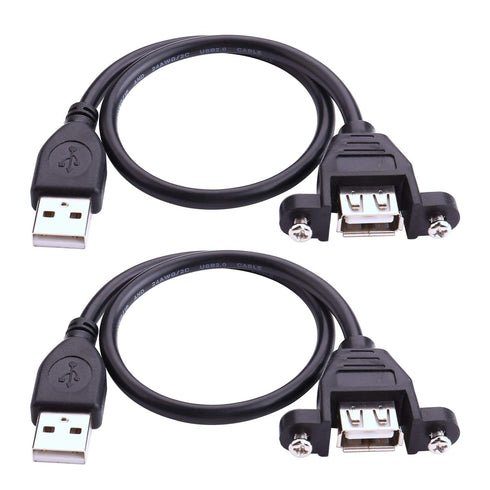 iGreely USB Extension Cable 2Pack 1Ft/30cm USB 2.0 Panel-Mount Type A Male to Type A Female Cable...
