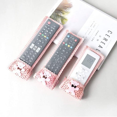 AKOAK 3 Pieces of Air Conditioning Remote Control Protective Cover, Bear Lace Fabric Air Conditioning Remote Control Protective Cover, Home Applia...