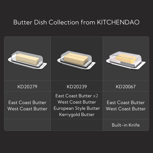 KITCHENDAO Airtight Butter Dish with Lid for Countertop and Refrigerator Door Shelf, Easy Scoop-Dishwasher Safe, Plastic Butter Holder Tray Contai...