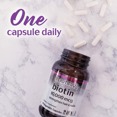Bluebonnet Nutrition Beautiful Ally Biotin 10,000 mcg, Strengthen Hair & Nails*, Non-GMO, Vegan, Kosher Certified, Gluten-Free, Soy-Free, 90 Veget...