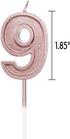 Luter Rose Gold Glitter Happy Birthday Cake Candles Number Candles Birthday Candle Cake Topper Decoration for Party Kids Adults (Number 9)...