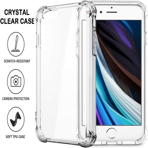 iPhone SE 2nd 2020 New/iPhone SE 3 2022, iPhone 8, iPhone 7 Case, Screen Protector Slim Shock Absorption Reinforced Corner Soft TPU Silicone Clear...