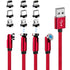 540° Rotating Magnetic Charging Cable (Red 4-Pack 3/3/6/6ft) 3 in 1 USB C Magnetic Phone Charger Cable 2.4A Fast Charge Cord for iPhone Samsung Mo...