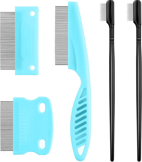 5 Pieces Dog Eye Combs Tear Stain Remover Combs Pet Grooming Comb for Small Dogs Gently Removing Eye Mucus and Crust (Light Blue, Black)...