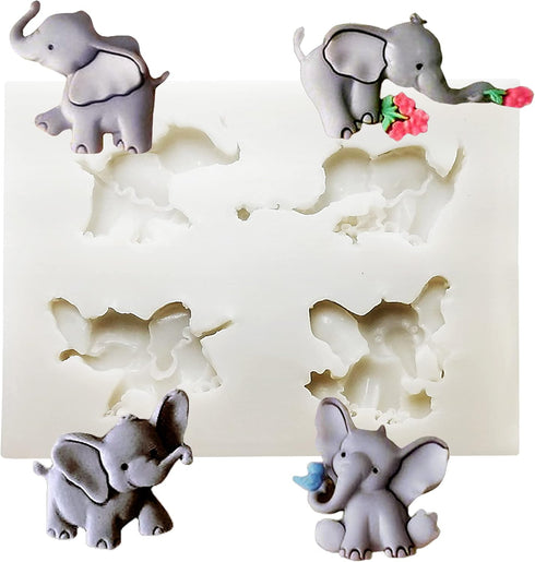 Cute Elephant Silicone Molds Mini Elephant Chocolate Mold for DIY Chocolate Candy Cookie Desserts Sugarcraft Baby Shower Fondant Mold Cupcake Topp...