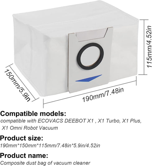 10 pack Replacement Vacuum Cleaner Filter Bags Compatible with ECOVACS DEEBOT X1 OMNI Turbo T10 T20 Robot Vacuum Cleaner…...