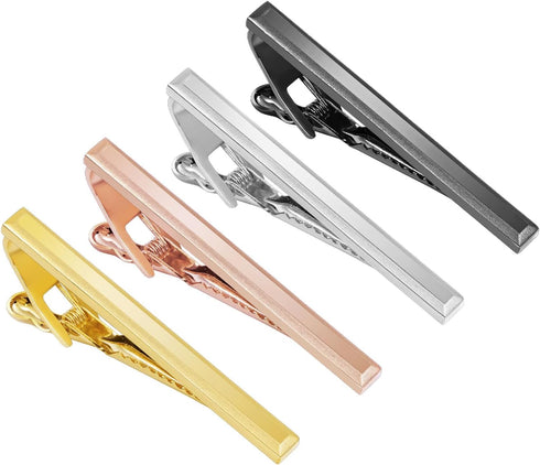 Tie Clip for Men, TAIGRAMA Tie Bar and Tie Pin Clip for Skinny Ties Gold Rose Gold Silver Black, Unique Mens Tie Clip Tie Clasp Suitable for Weddi...