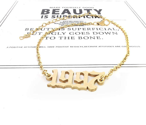 CSIYANJRY99 Birth Year Ankle Bracelets for Women,14K Gold Plated Birth Year Number Anklets Adjustable Chain Beach Foot Ankle Bracelets for Women B...