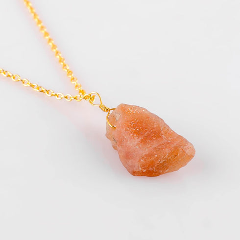 Natural Raw Sun Stone Crystals Pendant Necklace, Raw Gemstone, Energy Healing Crystals, Gift for Her, Birthday, Gemstone Jewelry 18 inch...