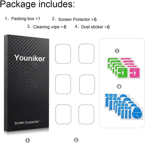 6 Pack Compatible with Ddidbi P66E 1.85” Smart Watch Screen Protector Film for Poounur P66E 1.85 Inch Smartwatch Screen Protectors Foils Screen Co...