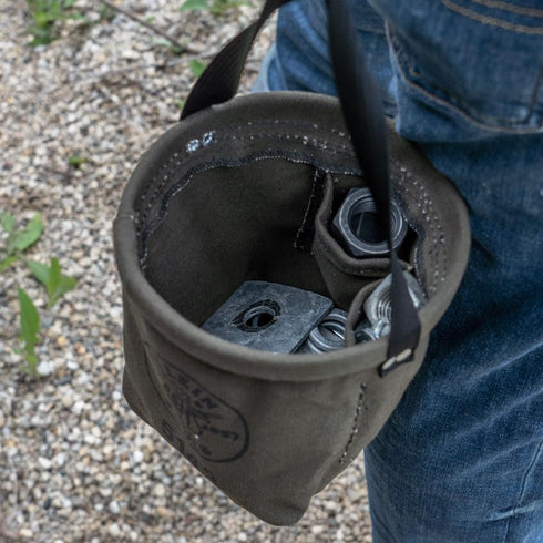 Klein Tools 5143 Canvas Tapered-Bottom Bag with Two Interior Pockets and a Snap Clip, Made of No. 10 Canvas...