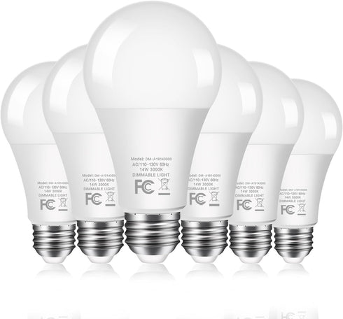 6-Pack 14W LED Dimmable Light Bulbs 100 Watt Equivalent, A19 LED Light bulbs Bright 1500LM LED Bulbs with E26 Standard Medium Base for Kitchen Bed...