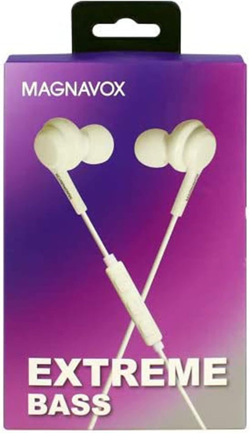 Magnavox MHP4857-WH Ear Buds with Microphone in White | Available in Black & White | Ear Buds Wired with Microphone| Extra Value Comfort Stereo Ea...