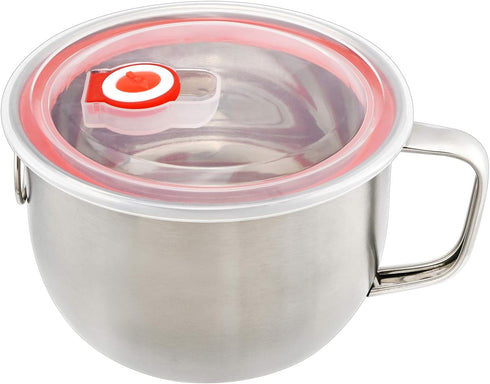 18/8 Stainless Steel Leak Proof Food Storage Container with Handle and Lid, Snack Bowl, Stainless Steel Bento Lunch Box, Soup Bowl, Noodle Pot, Ra...