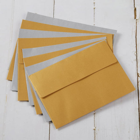 50 Pieces Metallic Color Self Seal Envelopes for Greeting Cards, Invitations, Postcards (Silver, 5x7)...