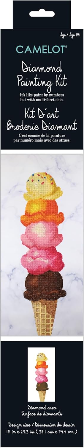 Camelot Dots Advanced Collection of Diamond Facet Painting Art Kits, 15 in x 29.3 in, Ice Cream...
