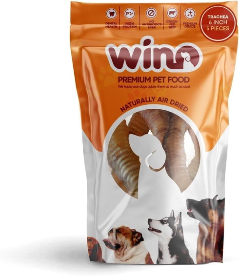 WINO - Trachea for Dogs - Fully Digestible, Odor Free Chews, Supporting Dental Health, 100% Beef Hight Protein, Delicious Dog Snacks, Reducing Des...