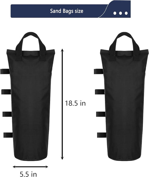 6 Pack Canopy Weight Sand Bags Black 168 LBS Large Canopy Support Frame Fixed Sandbag Windproof Sandbag for Instant Outdoor Sun Shelter Patio Umbr...