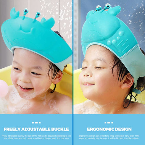 TOYANDONA Toddler Hair Washing Shield Baby Shower Cap, 2pcs Cute Crab Shampoo Hat Adjustable Silicone Shower Cap Hair Washing Hat for Kids Toddler...