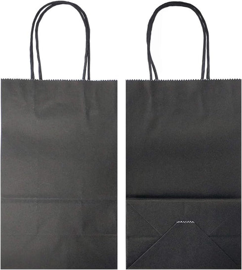 AZOWA Gift Bags Black Kraft Paper Bags with Handles (Black, 12 Pcs, 5 x 3.1 x 8.2 in)...