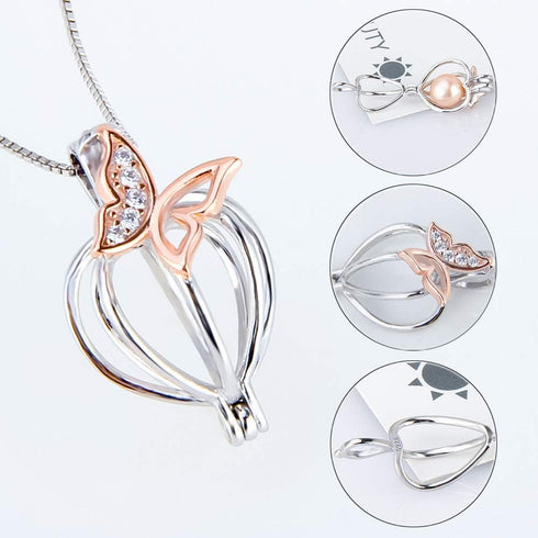 925 Sterling Silver Butterfly CZ Cage Pendants Crafting Charm for DIY Necklace Bracelet Jewelry Making...