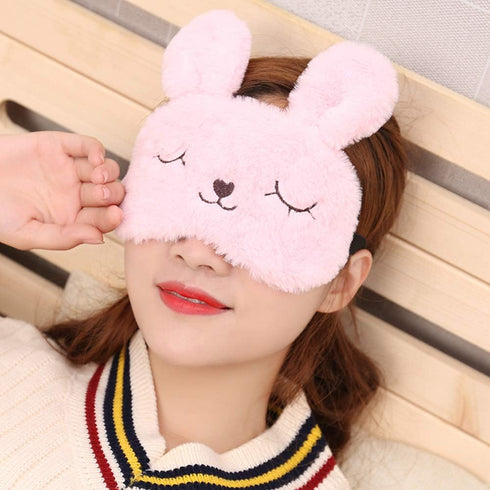 4 Pack Cute Animal Rabbit Sleeping Eye Mask Soft Plush Blindfold Sleep Masks Eye Cover for Kids Girls Women Home Sleeping Traveling...