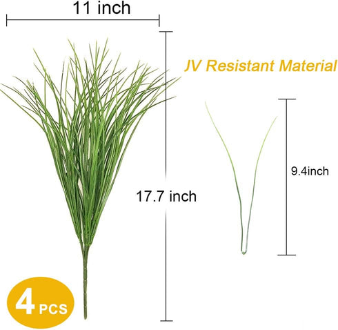 DVGUN Artificial 4 Count Pack of 4 - Artificial Plastic Outdoor UV Resistant Faux Garden Resistant Wheat Grass Greenery for House Plants Bushes Sh...