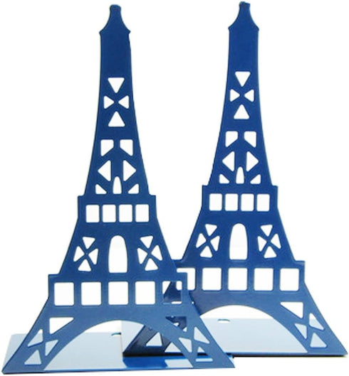 Winterworm Stylish Modern Paris Eiffel Tower Metal Decorative Bookend Book End Book Organizer for Library School Office Home Desk Study Gift(Blue)...