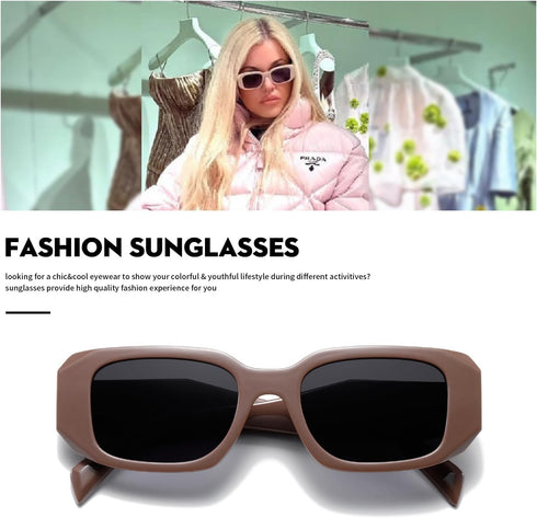 Trendy Rectangle Sunglasses Womens Men Fashion Classic Sun glasses Retro Shades...