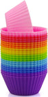 Silicone Cupcake Liners Reusable Silicone Baking Cups Nonstick Muffin Molds Easy Clean Silicone Muffin Liners, 24 Pieces in 8 Rainbow Colors...