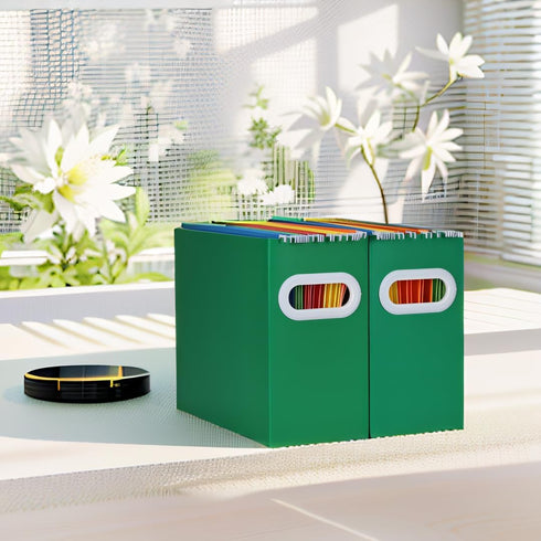 Cardboard Hanging File Organizer,XiePiPiPaper Collapsible Haning File Box for Letter Size,Portable File Holder Storage with Handles, for Desk File...