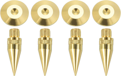 MECCANIXITY 4pcs Gold Speaker Spike Kit Shockproof Adjustable Copper Speaker Spike Isolation with Speaker Spikes Pads Mat for Subwoofer CD DVD Aud...