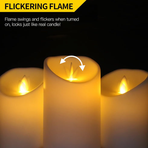 Novelty Place Flickering LED Candles, Lifelike Swinging Flame Battery Powered Realistic Flameless LED Candle - Warm White...