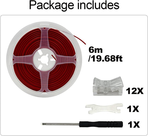 12 Pack 8mm Cob Led Strip Light Connectors 2 Pin, led Strip to Wire Solderless Transparent Track Lighting Adapter Connection with 6M/19.68ft Led W...