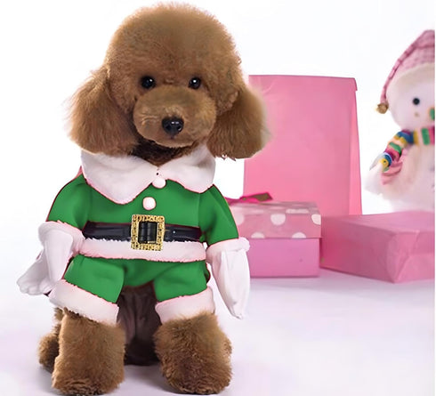 NACOCO Pet Christmas Costumes Dog Suit with Cap Santa Claus Suit Dog Hoodies Cat Xmas Costumes (Green, L)...