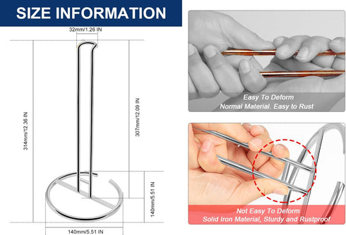 NearMoon Paper Towel Holder Countertop, Sturdy Kitchen Paper Towel Stand Dispenser-All Metal, Standard or Jumbo-Sized for Kitchen Countertop, Farm...