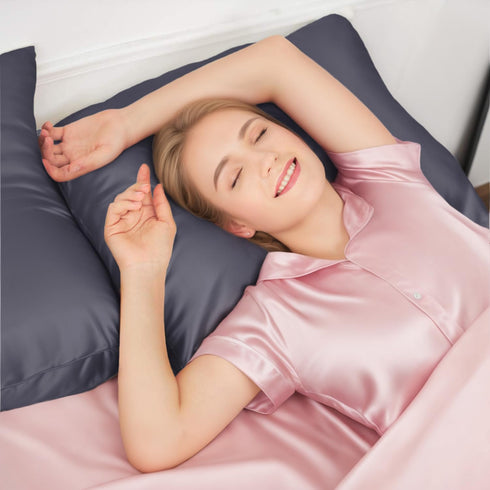 INSSL Silk Pillowcase for Women, Mulberry Silk Pillowcase for Hair and Skin and Stay Comfortable and Breathable During Sleep (King, Dark Grey)...