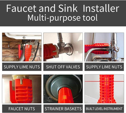 Faucet and Sink Wrench 8 in 1,Multi-purpose Faucet Wrench Tool,Basin Wrench Plumbing Tools with Gradienter For Plumbers...