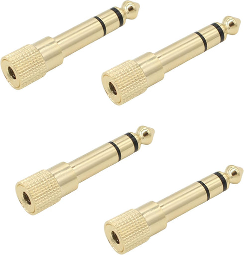 6.35mm Male to 3.5mm Female Stereo Audio Jack 4-Pack 1/4 inch to 1/8 inch Adapter for Aux Cable, Guitar Amplifier, Headphone...