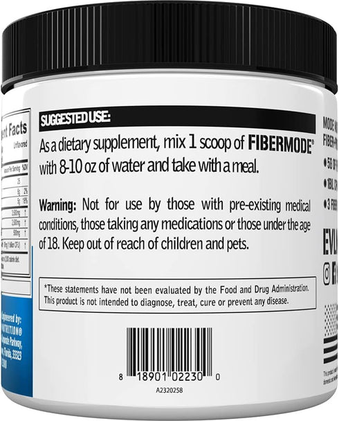 Evlution Nutrition FiberMode - Fiber + Probiotic Powder - Digestive Health & Immune Support - 1bil CFU Probiotics + 5g Fiber - Gluten Free & Vegan...