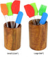 Wooden Kitchen Countertop Tool Utensil Holder Crock for Spoons Spatula Straw Cutlery Accessories Utinsels Storage, 4" x 6"...