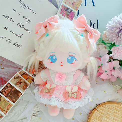 niannyyhouse 20cm Plush Doll Clothes Pink Headwear Shirt Skirt 8in Soft Stuffed Plush Toy Dress Up...